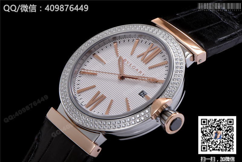宝格丽创意珠宝系列102571 LU40C6SSPGLD女士腕表 精钢镶钻表壳 18K玫瑰金链节