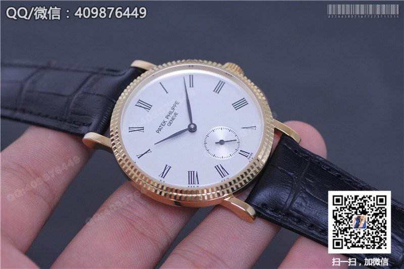 高仿百达翡丽Calatrava系列5119R-001手上链机械超薄男士手表